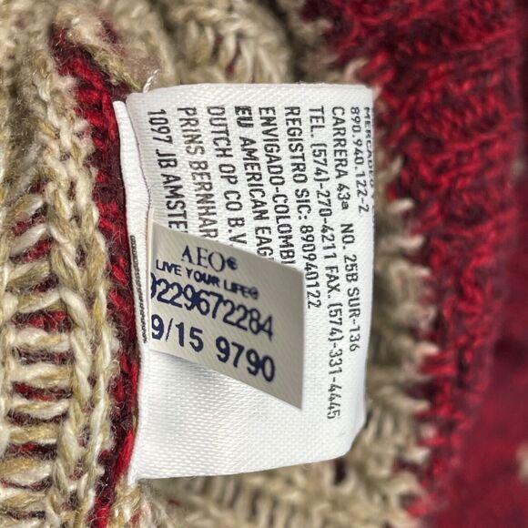 American Eagle Outfitters Sweater Red Aztec size S Fair Isle Quarter Henly - Picture 8 of 8
